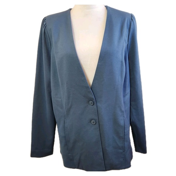 LOGO by Lori Goldstein Jackets & Blazers - LOGO by Lori Goldstein Womens Nikki Blazer Size Large Blue 2 Button Soft‎ Jacket